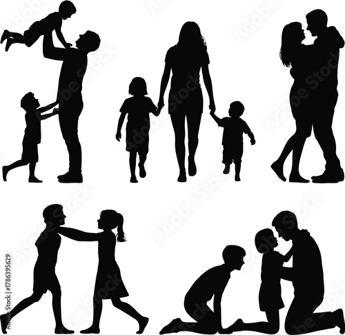 Family Love Silhouettes  Joyful Moments of Togetherness