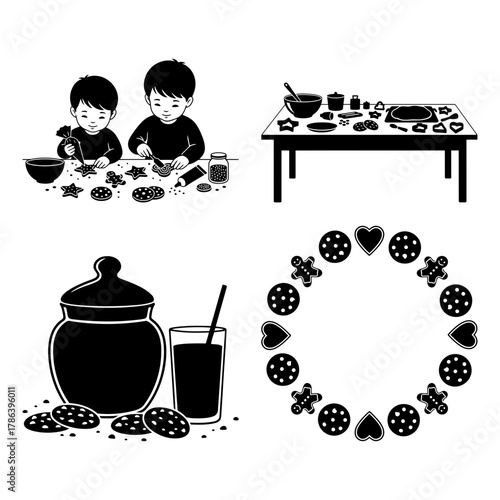 Cookie Day Christmas Cookie Ornaments Black and White