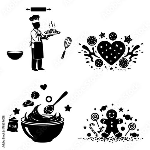 Cookie Day Cute Cookie Shapes Line Art SVG Set