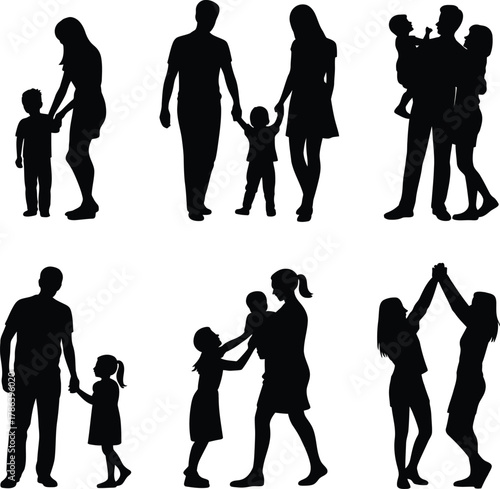 Family Love Silhouettes  Joyful Moments of Togetherness