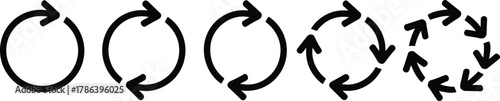 Circular arrow icons collection for refresh, reload, loop, and cycle concepts