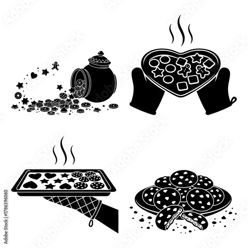 Cookie Day Cookie Jar and Snack Treats Vector Bundle