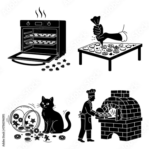 Cookie Day Artisan Hand Drawn Cookie Line Art Bundle