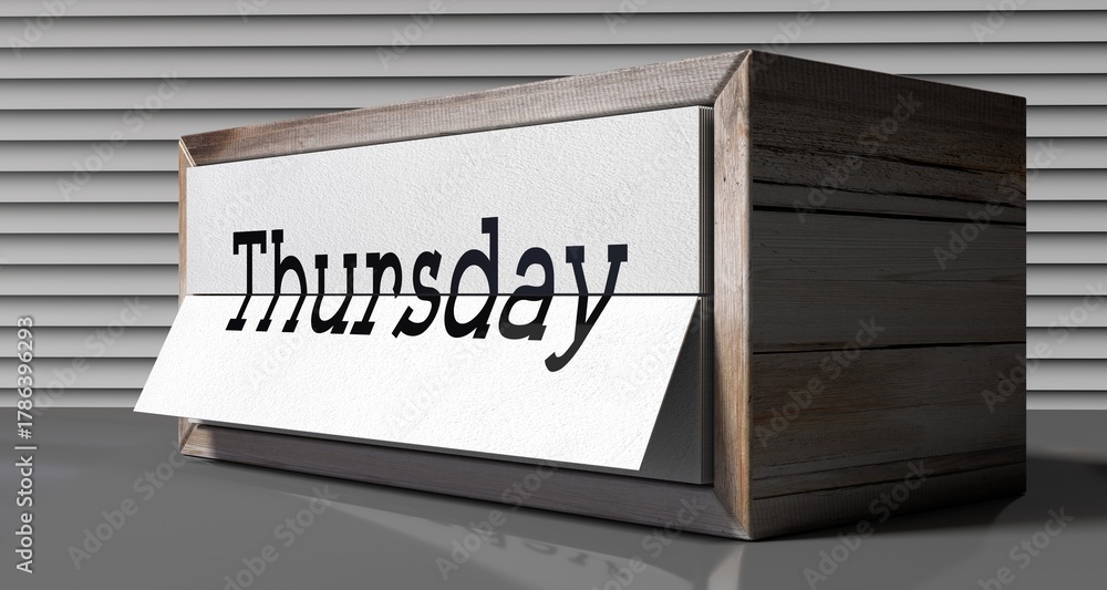 Obraz premium Thursday - table calendar - 3D illustration