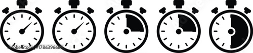 Stopwatch icons for time measurement, countdown, and progress indication