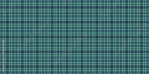 Detailed plaid pattern of intersecting teal lines on dark blue. Use for backgrounds, textiles, or designs with a classic, versatile aesthetic.