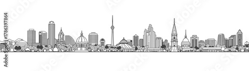 Canberra skyline illustration on white background