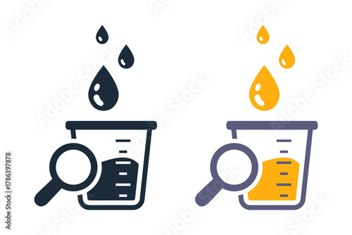 Black icon of urine analysis for bacteria. Flat illustration.