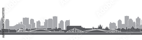 Manchester skyline line art on white background