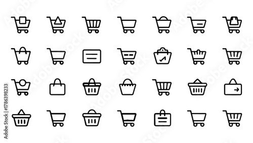 Collection of shopping cart icons