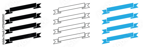 Dynamic ribbon banners in black, outline, and vibrant blue offer versatile design elements for impactful titles and headers