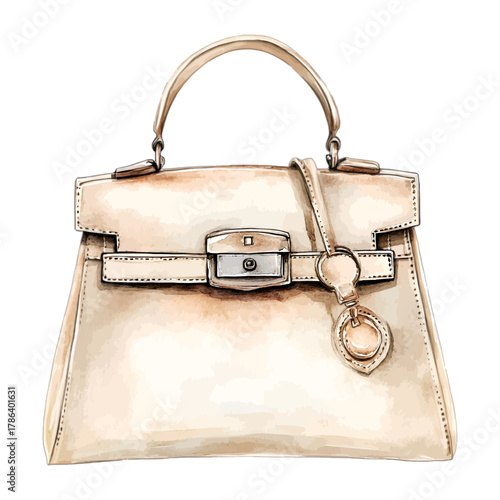 Watercolor Luxury Fashion Handbag Purse Vector Clipart
