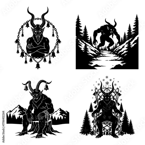 Krampus Heraldic Emblems Crests Sigils Ornament Bundle