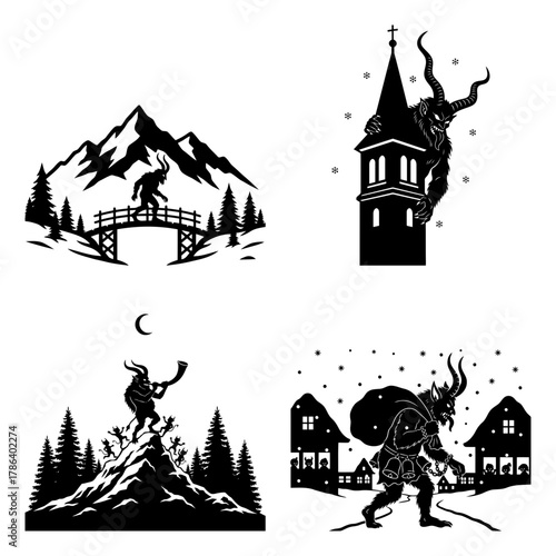 Krampus Merch Ready Stencil Sticker Print Cut File Kit