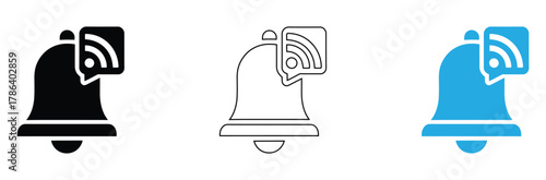 Wireless notifications and alerts concept with bell icon, perfect for mobile apps and website designs