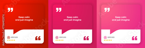 3D bubble testimonial banner, quote, infographic. Social media post template designs for quotes. Empty speech bubbles, quote bubbles and text box. Vector Illustration EPS10.