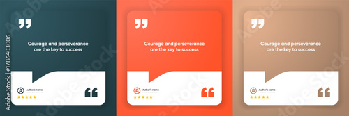 3D bubble testimonial banner, quote, infographic. Social media post template designs for quotes. Empty speech bubbles, quote bubbles and text box. Vector Illustration EPS10.