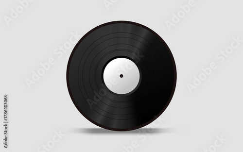 Vinyl disk mockup on white background. Retro old plate record and case mockup 