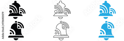 Wireless network bell icon, perfect for tech startups, modern notifications, and digital communication designs