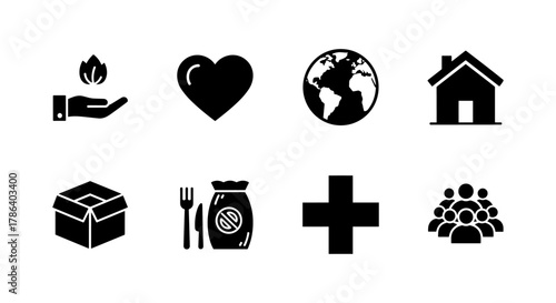 Essential icon set for environmental, health, and community themes in modern design