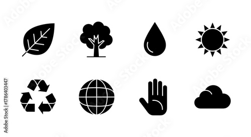 Minimalist nature and environment icons collection for eco-friendly designs
