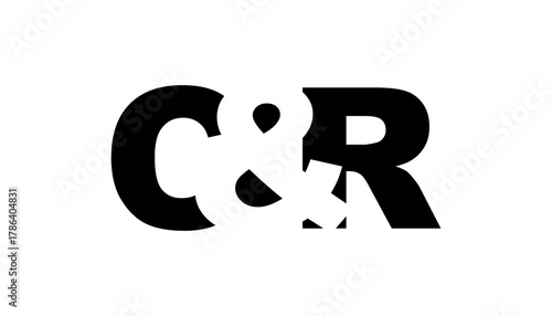 CR logo design in bold style. Black white identity symbol. Modern typography emblem. Corporate branding icon.
