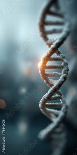 close-up of a large double helix DNA structure