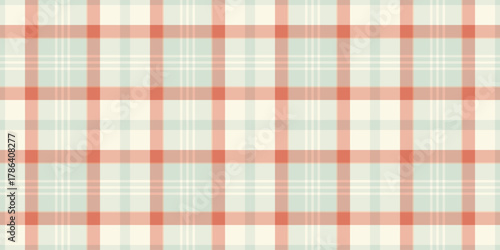 Softly colored plaid pattern in retro style. Textile design for backgrounds, apparel, or graphic arts. Evokes calmness and a vintage aesthetic. Versatile.