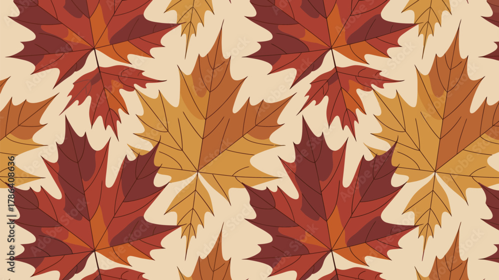Fototapeta premium Warm autumn maple leaves pattern creates a cozy, inviting backdrop for seasonal designs and festive celebrations
