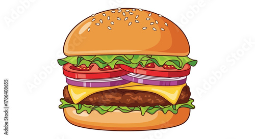 Classic Cheeseburger with Sesame Seed Bun