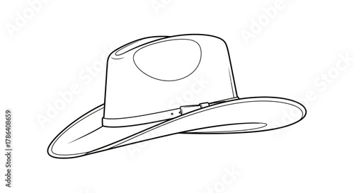 Classic Cowboy Hat with Strap Line Art Icon