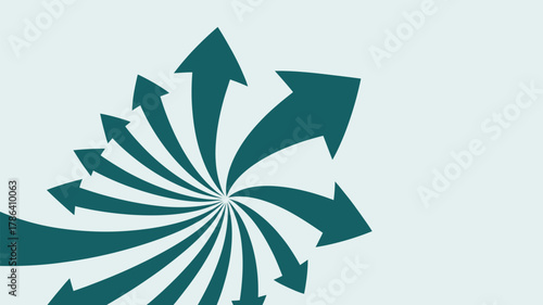Dynamic teal arrows radiating outwards, symbolizing growth, direction, and innovation on a clean, modern background.