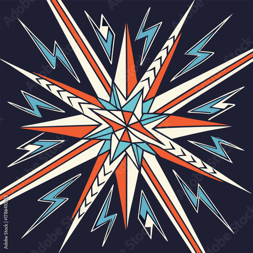 Dynamic abstract explosion of sharp crystalline geometric shapes with vibrant color gradients and sharp lines suitable for modern graphic design and digital art