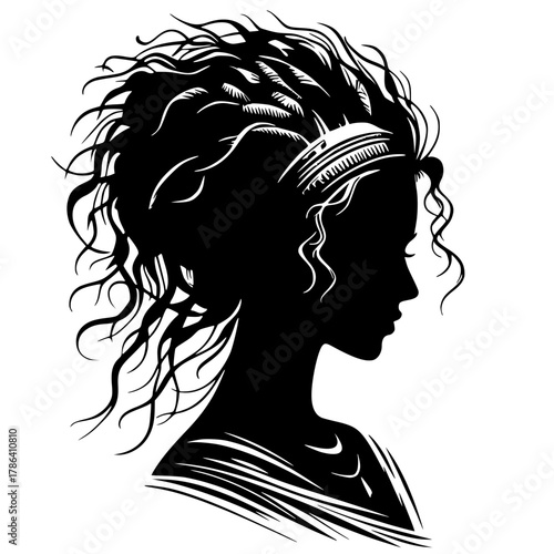 Silhouette of a woman with tangled hair