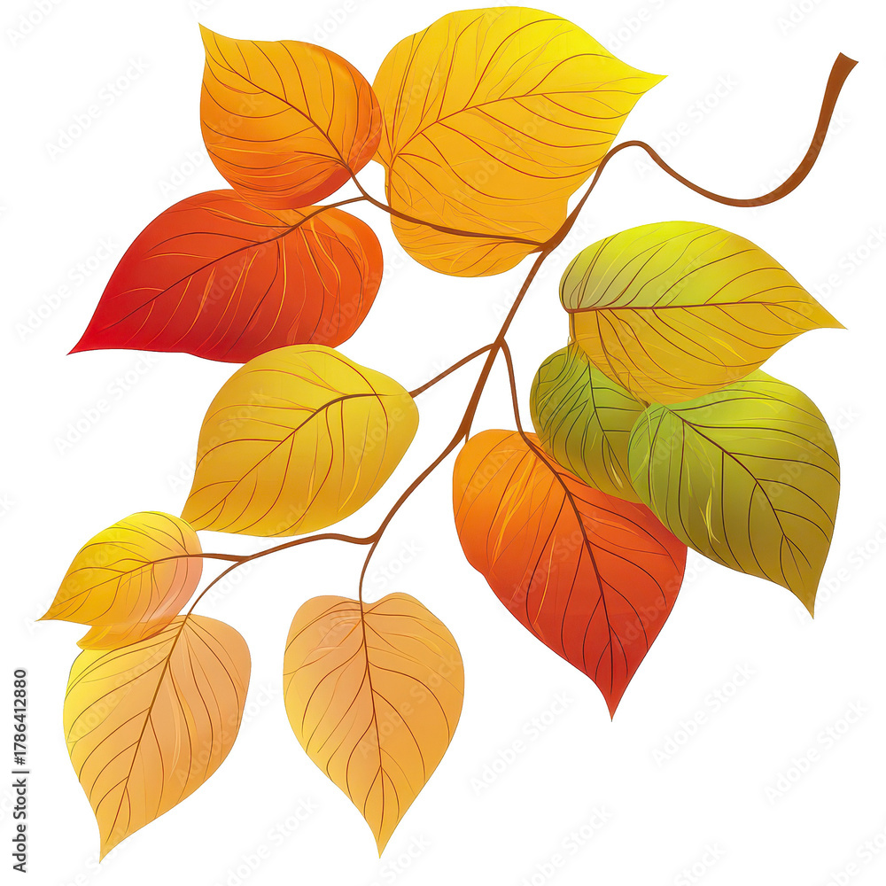 Obraz premium Bright autumn tree with red leaves in watercolor style on transparent background. PNG