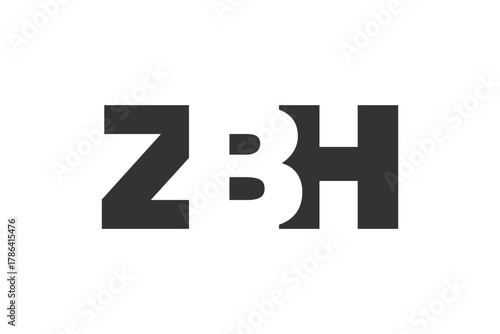ZBH logo design. Initial letter Z B H bold font style for tech startups, consulting, corporate branding. Creative company name, headlines typography identity, trendy logotype.