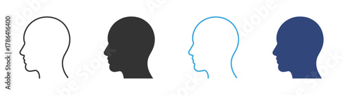male head icon . Human heads side view face. Man avatar, vector illustration . 