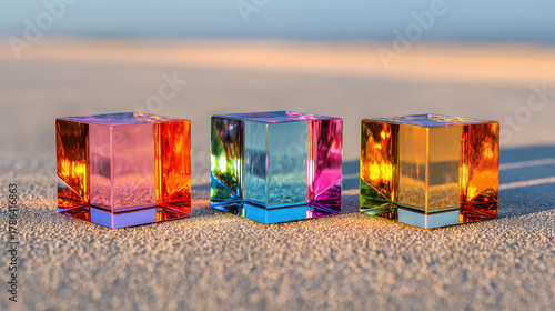 Three semi-transparent acry...
