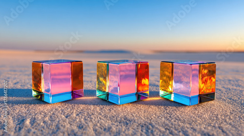 Three semi-transparent acry...