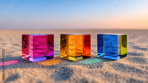 Three semi-transparent acry...