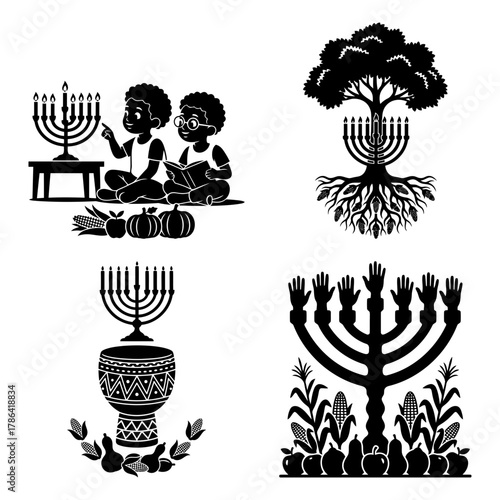 Kwanzaa Mkeka Mat Corn Muhindi Gourds Clipart Set