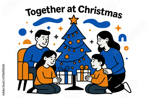 Festive Family Gathering. Spending Christmas Eve with family. A cozy living room scene where family members