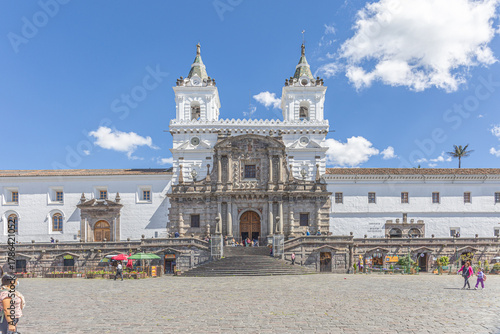 Obraz na plátně Quito, Ecuador - October 7, 2025: The Church and Convent of San Francisco is one of the most emblematic, ancient and extensive temples in the Historic Center of Quito