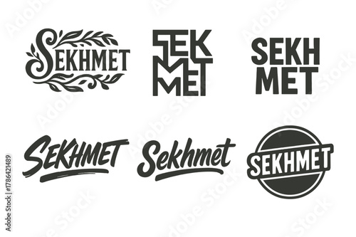 Sekhmet Sigil Variations. Sekhmet Sigil. Set lettering. harmonious lettering variations of the same emblematic concept, each with different artistic