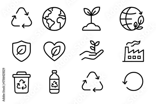 Recycling Icons Set. Followers. Two vertical A6 banners with safe margins, centered composition, no elements touching edges, minimal, coral and teal, social