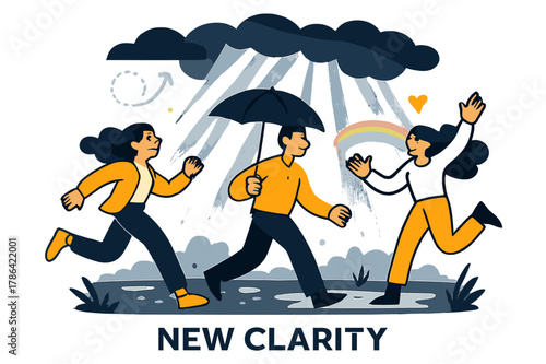 Sunny After Rain. Soft Light Rays ? After Rain. Clouds part; narrow beams pierce mist above a wet field. A tiny rainbow arc glows faintly. Caption ?new