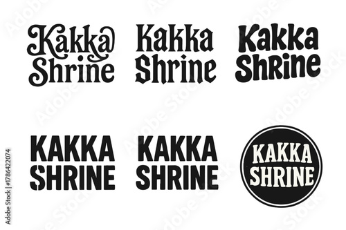 Harmonious Lettering Variations. Kakka Shrine. Set lettering. harmonious lettering variations of the same emblematic concept, each with different artistic