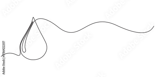 Single line drawing of blood drop isolated on white background, blood drop icon one line drawing, continuous line art drawing of blood drop, One line drawing of water drop. Pro vector