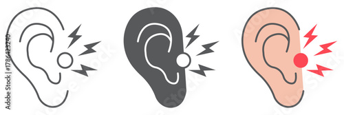 Ear pain icon, body and painful, ear ache sign, vector graphics, a linear pattern on a white background. editable stroke