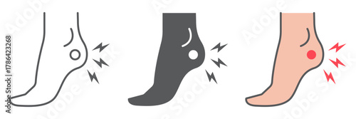 Heel pain icon, body and painful, foot ache sign, vector graphics, a linear pattern on a white background. editable stroke